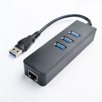 USB 3.0 Hub 10/100/1000Mbps Gigabit Ethernet Adapter USB į RJ45 Lan Tinklo plokštė, 3 Port USB3.0 Windows 7/8/10/XP MacOS