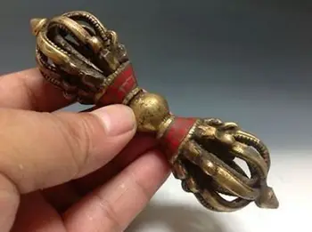 VajraTibet Tibeto Budizmas Bronzos Budistų Ritualas Įrankis Vertus DorjeTurquoise apdaila metalo rankdarbiai