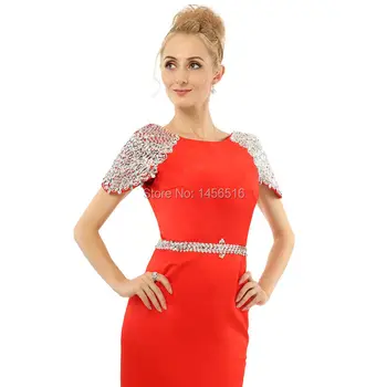 Vestidos de festa Abendkleider Undinė Bžūp rankovėmis Puošnios apatinės nugaros Naujas Mados Raudoną vakarinę Suknelę Realios Foto Elegantiška Prom Dresses
