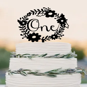 Vienas gimtadienio tortas topper, baby shower pyragas topper, pirmojo gimtadienio dekoracijas, vainikas tortas topper