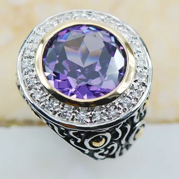 Violetinė Crystal Cirkonis 925 Sterlingas Sidabro, Aukščiausios Kokybės Išgalvotas Papuošalai vestuvių Žiedo Dydis 6 7 8 9 10 F1168