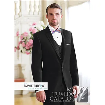 Vyrai juoda suknelė tinka 2016 užsakymą pagaminti vestuvių kostiumai smokingas aukštos kokybės 3 gabalas tinka prom drabužiai