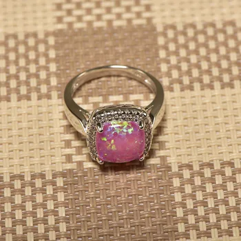 Weinuo Pink Fire Opal White Crystal Žiedas 925 Sterlingas Sidabro, Aukščiausios Kokybės Išgalvotas Papuošalai Vestuvių Žiedo Dydis 5 6 7 8 9 10 11 A290
