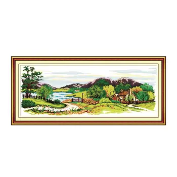 Xanadu beautiful landscape handmade embroidery, diy furniture fabric sewing wall drapery living room paintings gifts