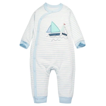 Y358 naujų rudens berniukų ir mergaičių, kūdikių Siamo Romper naujagimių Romper medvilnės laipiojimo drabužius mėlyna juostele burlaivis modelis