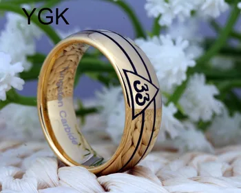 YGK Prekės 8MM Aukso Kupolas 33 Laipsnio Masonų Naujas Vyrų Volframo Karbido Vestuvių Žiedas