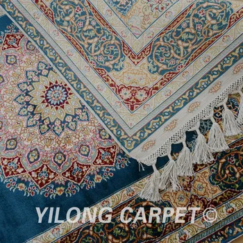 Yilong 2.5'x10' persų šilko kilimų runner mėlyna medallion išskirtinį rytietiškų kilimų ruuner (1739)