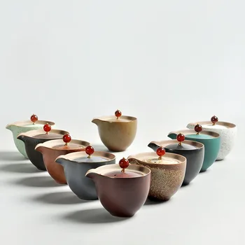 Zen Ceremonijoje Japonijos Retro Arbatinukas Rupi Keramikos Keramikos Arbatos Rinkinys su Agato Karoliukai Kung Fu Arbatos Puodą Tureen Arbatinukas Kūrybos Dovana