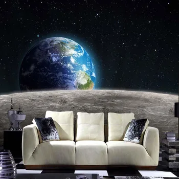 Šiuolaikinės Foto Tapetai Star Žemė, Mėnulis, Visata 3D Didelės Freskos Kambarį Restoranas Sofa-lova, TV Foną, Sienų Freskomis Tapetai