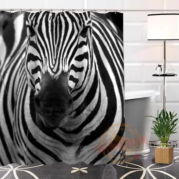 Šiuolaikinės Mados Užsakymą zebra@1 Audinys Poliesteris Dušo Užuolaidos vonios kambarys Su Kabliukais Karšto Pardavimo H0223-109