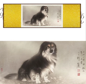 Šuo šilko meno tapybos Kinų Meno Tapybos Namų Biuro Apdailos Kinijos šuo tapybos šuo nuotrauką