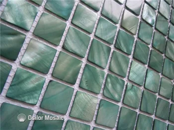žalia spalva Kinijos gėlo vandens apvalkalo motina perlų mozaikos plytelės, vonios ir virtuvės sienos plytelių apdaila
