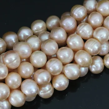 Žavinga freshawater gamtos dirbtiniu būdu išauginti oranžinis apvalus perlas 9-10mm aukštos klasės moterų prarasti karoliukai 