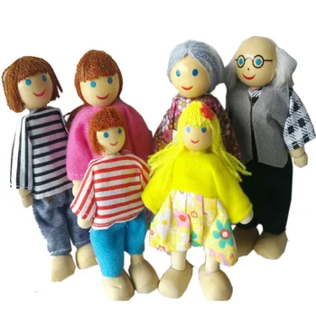 1:12 lėlės mini medinės lėlės, už lėlių namelio baldai mergaičių žaislas vaikams šeimos apsimesti žaisti žaislai miniatiūrinės lėlės vaikams dovanos