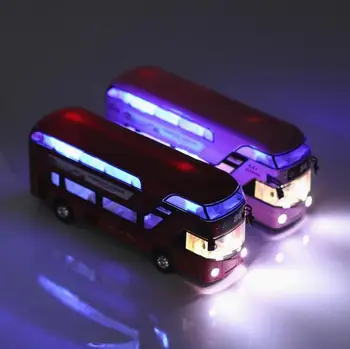 1:32 dviaukštis kelionė autobusu, Metalo Lydinio Diecast Žaislas Automobilio Modelio Miniatiūra Masto Modelio Garso ir Šviesos Emuliacija Elektrinis Automobilis