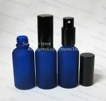 10 vnt 30 ml mėlynos spalvos matinio stiklo butelis su purkštuvu,mažas kvepalų buteliuko