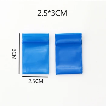 1000pcs 2.5cmx3cm / 0.98 colių x1.18inch Blue Mini Ziplock Reclosable Pakavimo Maišeliai Plastikiniai Maišai Auskarai Krepšys