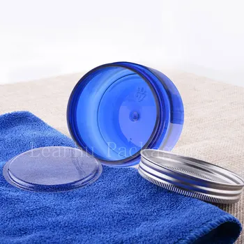 100g X 20 tuščia mėlynos odos priežiūros kremas PET indelius su aliuminio dangtelis,kosmetikos kremas box konteineriai, platus burnos buteliukas uždaromos skardines