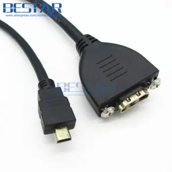 (100vnt/lot), Micro HDMI, D Tipo Male HDMI A-Type Female ilgiklis Su Varžtu Panel Mount kabeliai 0,5 m 1m 1,5 m 2ft 3ft 5ft