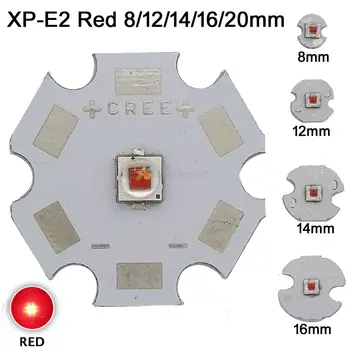 10VNT Cree XPE2 XP-E2 Led Šviesos Spinduolis, Raudona 620NM Žalia 525NM Mėlyna 460NM Apie 20MM/16 MM/kaip 14mm/12MM/8MM Aliuminio PCB Lenta