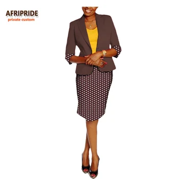 2017 afrikos spausdinti office lady kostiumas AFRIPRIDE privačių užsakymą trys ketvirtį rankovės vieną mygtuką viršuje+kelio ilgio sijonas A722660