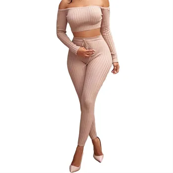 2017 Elegantiškas Moteris, Smėlio Spalvos Dviejų Dalių Rinkiniai Tvarstis Jumpsuit Ilgomis Rankovėmis Velniop Kaklo Dryžuotas Bodycon Įžymybė Šalies Jumpsuit