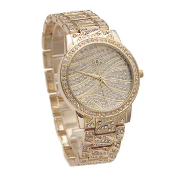 2017 Mados Prabangių G&D, Moterų Laikrodžiai, Aukso Moterų Kvarcinis Laikrodis Nerūdijančio Plieno Relojes Mujer Lady Apyrankę Žiūrėti Laikrodis