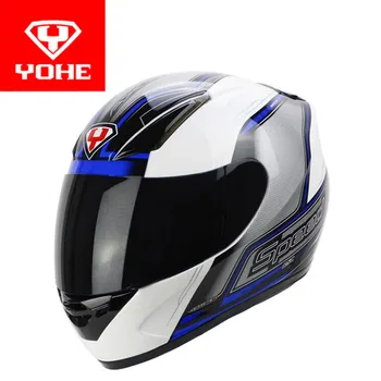 2017 Naujas YOHE visą veidą Motociklo Šalmas Motociklų Lenktynių Šalmai pagaminti iš ABS ir PC Objektyvas / skydelis Modelis YH-991 dydis M L XL XXL
