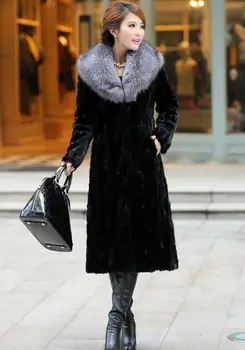 2018 imitacija audinės kailio moterų slim viršutiniai drabužiai lapės kailis ilgas paltas dizainas didelis pardavimo skatinimo moterų ilgai, Oda, kailiai, kailio