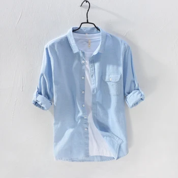 2018 Naujas ilgomis rankovėmis skalbiniai, marškiniai vyrams mados atsitiktinis medvilnės vyrų marškinėliai prekės ženklo drabužių, kurių kišenėje M-3XL camisa masculina