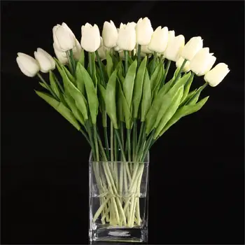 20pcs Tulip Gėlių Latekso Nekilnojamojo Touch Vestuvių Dcor Gėlių Geriausios Kokybės KC451