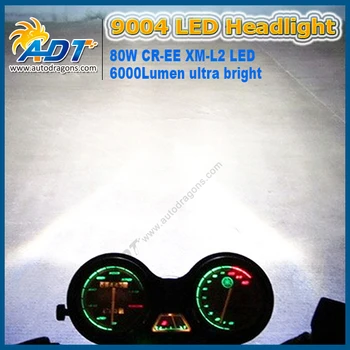 2VNT*40W 6000LM Auto Cr-ees LED 9004 hi low beam Visus į Vieną Automobilių Žibintų Konversijos Rinkinys Vairavimo priešrūkinis Žibintas 6500K