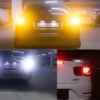 2x LED 1156 BA15S P21W lempos DRL Automobilio Rūko Žibintas atbulinės šviesos lemputė 12V Volkswagen VW Transporter T4, T5 Taro Touareg Touran
