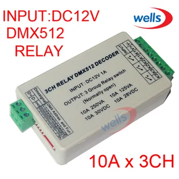 3 CH DMX 512 RELAY OUTPUT , 3CH dmx512 Controller,with case,LED DMX512 Decoder,Relay Switch Controller,Max 10A