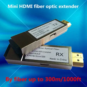 300m/1000ft Micro USB, Mini HDMI pluošto optinis keitiklis extender HDMI 1.4 v (Siųstuvas + Imtuvas)per pluošto OM3 Multimode kabelis