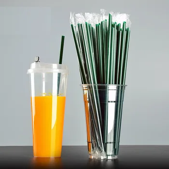 300x Disposable Straws Food Grade PP Fine Straw 6 x 210mm 6.5 x 203mm 7 x 254mm Transparent Black Green