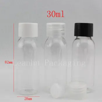 30ml X 100 aiškiai tuščias kosmetikos PET buteliukai su užsukamu dangteliu 30cc apvalios plastikinės mėginio buteliukas losjonas PET taros su dangteliais