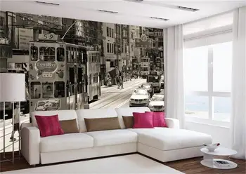 3d foto tapetai užsakymą freskos kambarį retro Honkongo gatvėmis tapyba sofa-lova, TV foną, neaustiniai tapetai, sienų 3d