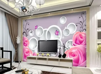 3d freskomis tapetai kambarį Rausvos rožės romantiška mados 3D fonas 3d tapetai, gėlių