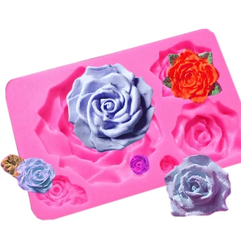 3D Gėlės Silikono Formos Rose Formos Šabloną Už Muilą,Saldainiai,Šokoladas,Ledai,tortas dekoravimo priemonės F0757