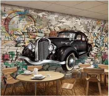 3d kambario tapetai užsakymą freskomis foto ne austi sieniniai Retro classic car sienos restoranas, baras 3d sienos freskos tapetai sienos 3d