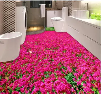 3d pvc grindų pasirinktinis vandeniui savarankiškai sukibimas Gražių gėlių ir 3d vonios grindys photo 3d sienų freskomis tapetai
