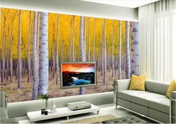 3d sienų freskomis tapetai sienos 3d kambario tapetai Beržas miškų kraštovaizdžio apdailos dažymo Pasirinktinius nuotraukų neaustinių freskos