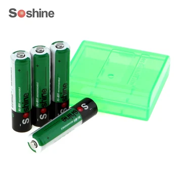 4pcs Soshine 1100mAh 1.2 V AAA Baterijos Ni-MH NiMH Įkraunamos Baterijos, Žibintuvėlis Žibintai + talpinimo Baterija Atveju Turėtojas