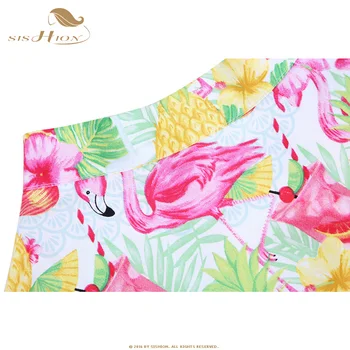 50s 60s Swing Sijonas Gėlių Ananasų Flamingo Gėlių Spausdinti Medvilnės Rockabilly Retro Vintage Sijonas, Aukšto Juosmens Vasaros Čiuožėjas Sijonas