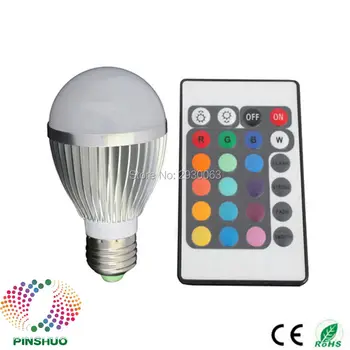 (60PCS/Lot) Bridgelux Chip RGB LED Bulb Nuotolinio LED Lemputė 5W Spalvų Kaita, Prožektoriai, Lempos