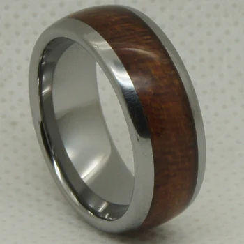 8mm pločio gamtos mylėtojas blizgios rudos woold apdaila vestuvių juostoje nulio įrodymas, volframo žiedas 1pc