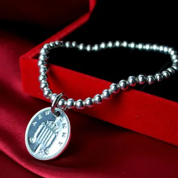 925 sterlingas sidabro papuošalai lady sidabro senas vertus String Apyrankės Apyrankė Sidabrinė Moneta