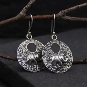 925 Tailando sidabro mados prekės ženklo mažas dramblys auskarai auskarai dramblys rankų darbo sidabro moterų auskarai
