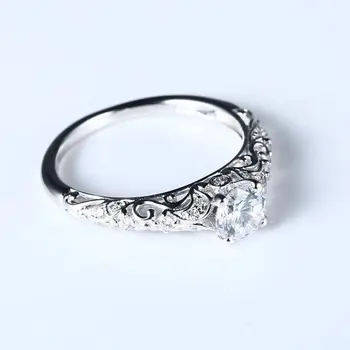 Art Nouveau Gamtinių Deimantų Vestuvinis Vestuvinį Žiedą, Kietas 14 karatų Balto Aukso Baltas Topazas Derliaus